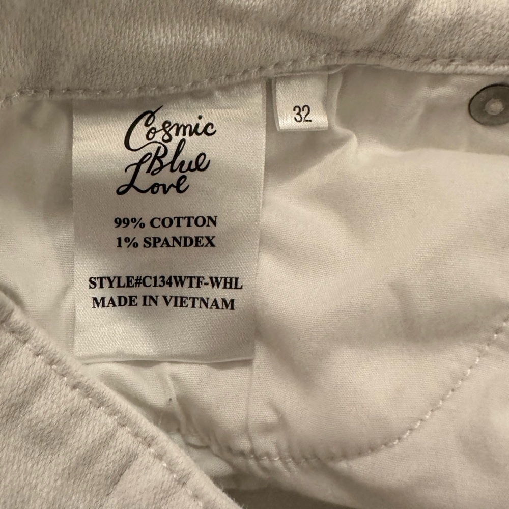 Cosmic Blue straight leg Women's White Jeans - Picture 3 of 4